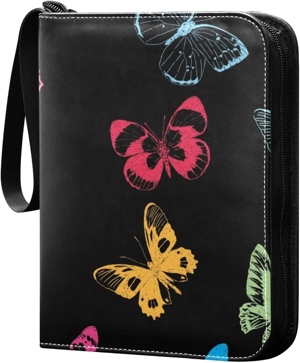Colorful-butterflies Print Game Sports Cards Card Binders 4 Pocket - Hold 400 Game Cards, Waterproof Wear-resistant Trading Card Albums Collection Book Holder for Boys Girls