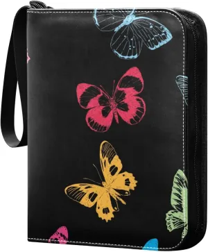 Colorful-butterflies Print Game Sports Cards Card Binders 4 Pocket - Hold 400 Game Cards, Waterproof Wear-resistant Trading Card Albums Collection Book Holder for Boys Girls