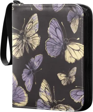 Colorful Butterfly Card Binder 4-Pocket, 400 Pockets Trading Cards Holder Games Card Albums Storage Organizer Case for Football, Baseball Cards