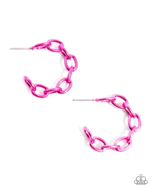 Colorful Cameo - Pink Hoop Earring