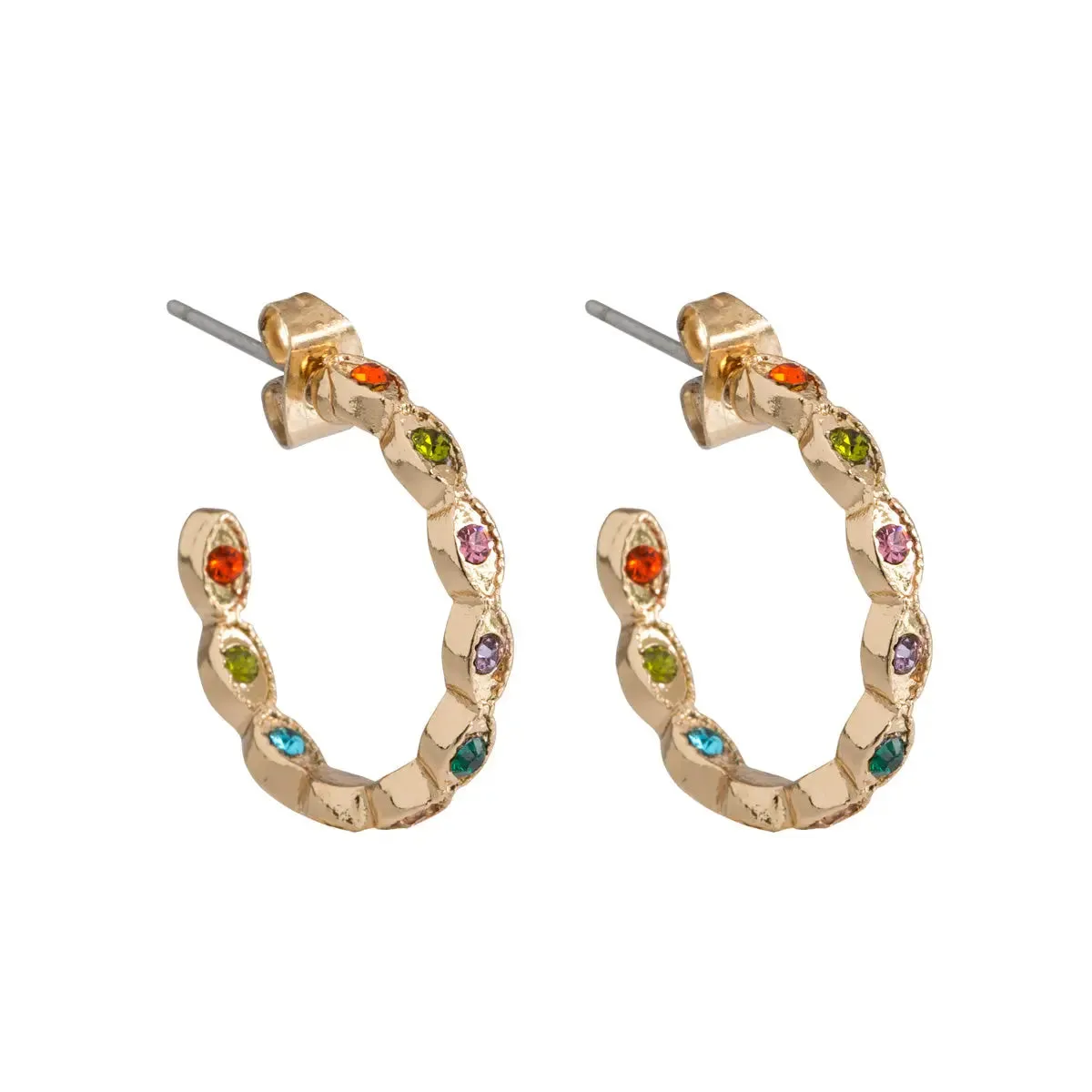 Colorful Crystal Hoop Earrings