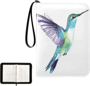 Colorful Hummingbird Card Binder 4 Pocket, Trading Card Holder Fits 400 Game Cards with 50 Removable Sleeves, MTG Card Case Standard Size