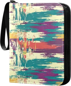 Colorful Ikat Pattern Card Binder 4-Pocket, 400 Pockets Trading Cards Holder Games Card Albums Storage Organizer Case for Football, Baseball Cards