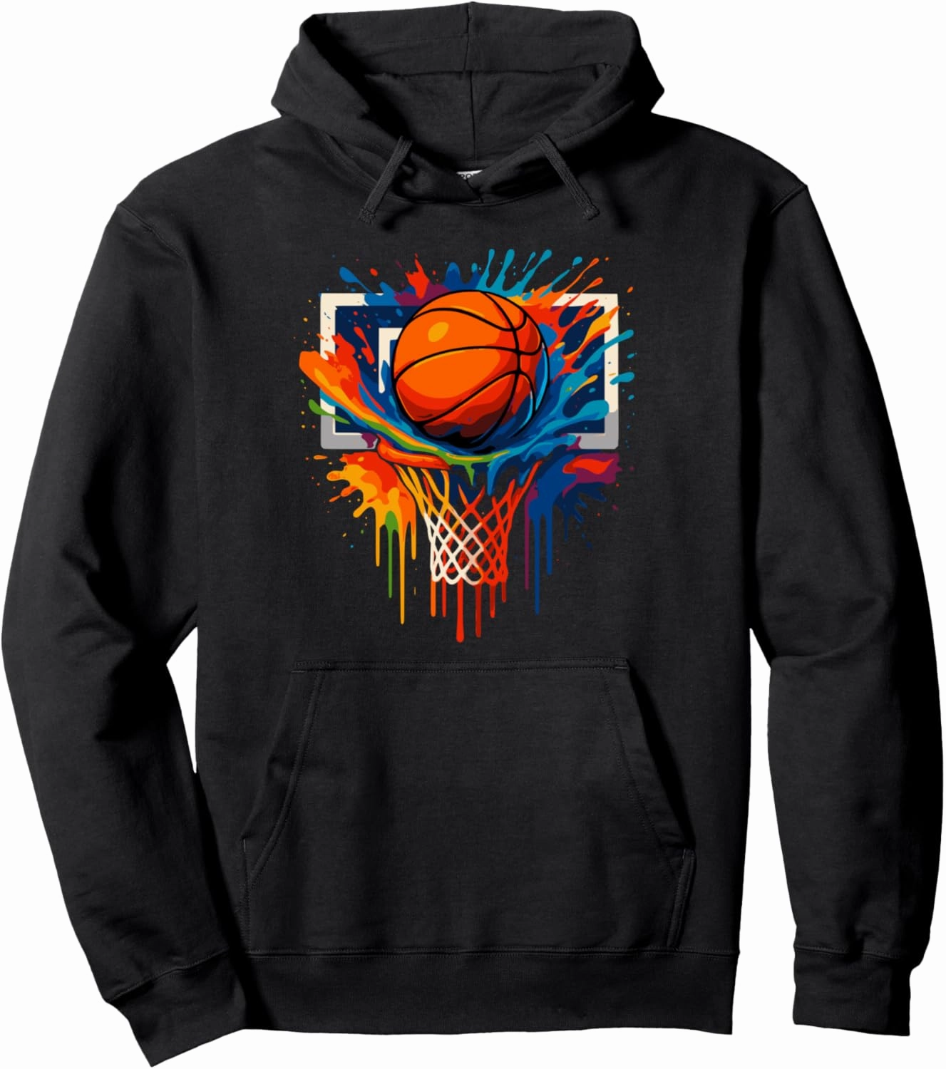 Colorful Basketball Tie Dye Color Dripping Basketball Dunk Pullover Hoodie