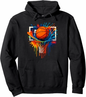 Colorful Basketball Tie Dye Color Dripping Basketball Dunk Pullover Hoodie