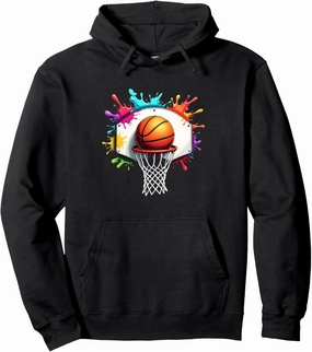 colorful basketball tie dye color splash hoop net slam dunk Pullover Hoodie