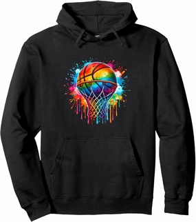 Colorful Basketball Tie Dye Color Splash Hoop Net Slam Dunk Pullover Hoodie