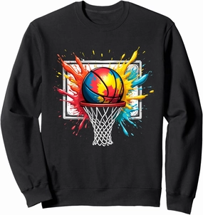 colorful basketball tie dye color splash hoop net slam dunk Sweatshirt