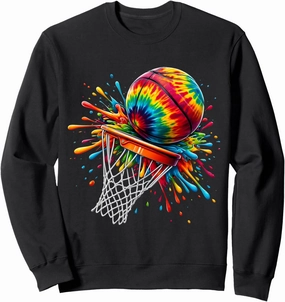 Colorful Basketball Tie Dye Color Splash Hoop Net Slam Dunk Sweatshirt