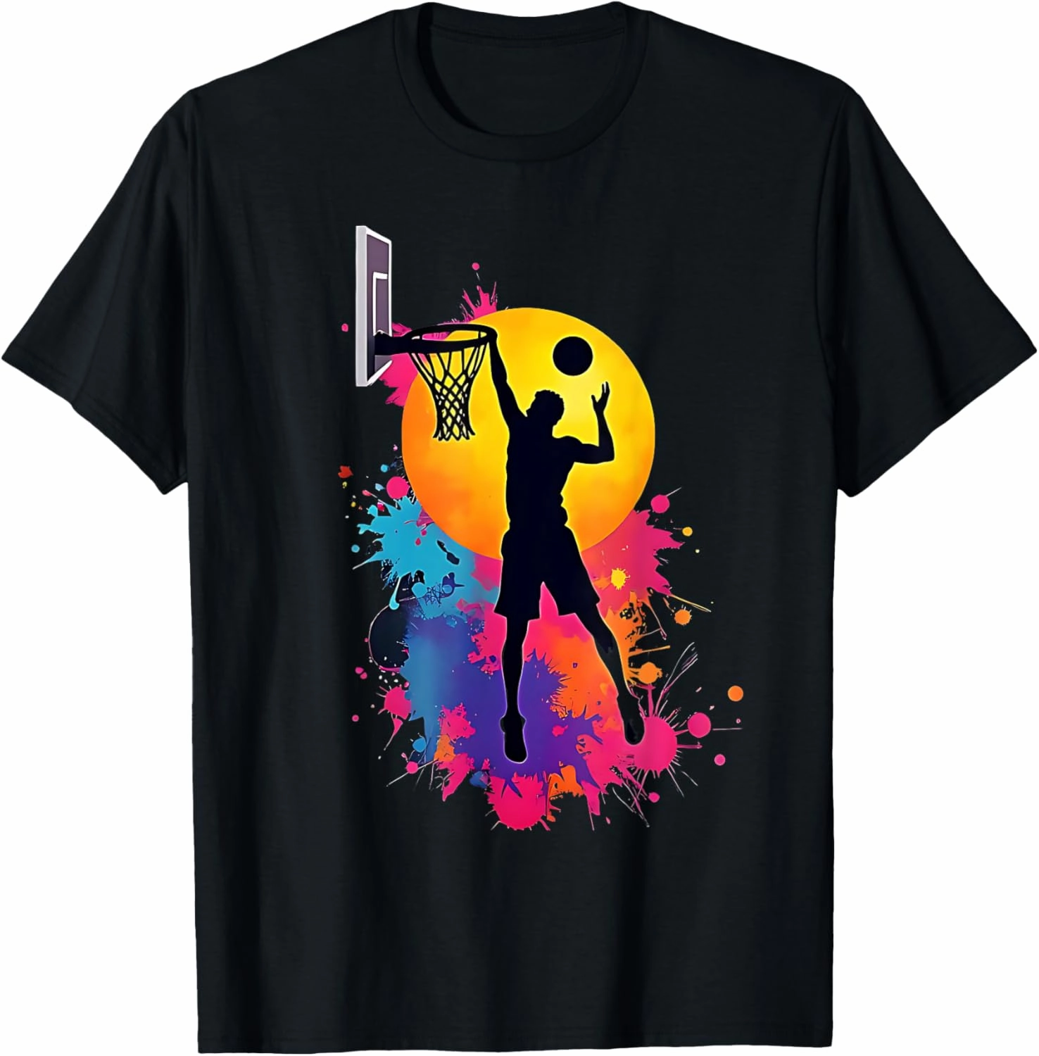 Colorful Basketball Tie Dye Hoop Splash Slam Dunk Tee T-Shirt