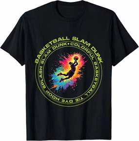 Colorful Basketball Tie Dye Hoop Splash Slam Dunk Tee T-Shirt