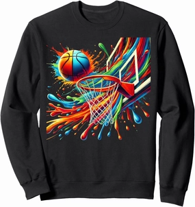 Colorful Basketball Tie Dye Splash Hoop Net Team Slam Dunk Sweatshirt