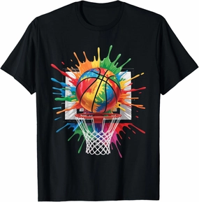 Colorful Basketball Tie Dye Splash Slam Dunk Hoop T-Shirt