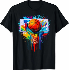 Colorful Chaos Basketball Tie Dye Splatter Slam Dunk Hoop T-Shirt