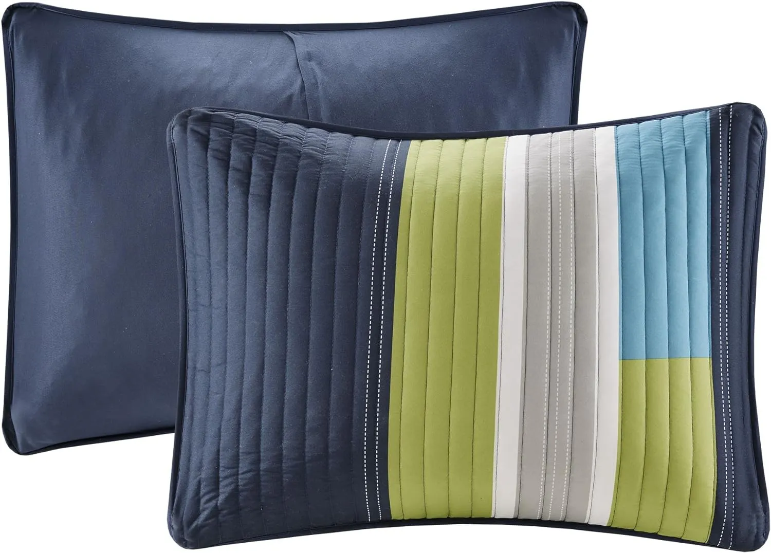 Comfort Spaces CS14-0861 2 Piece Quilt Coverlet Bedspread All Season Lightweight Hypoallergenic Pipeline Colorblock Kids Bedding Set, Twin/Twin XL, Pierre Navy/Blue Stripe