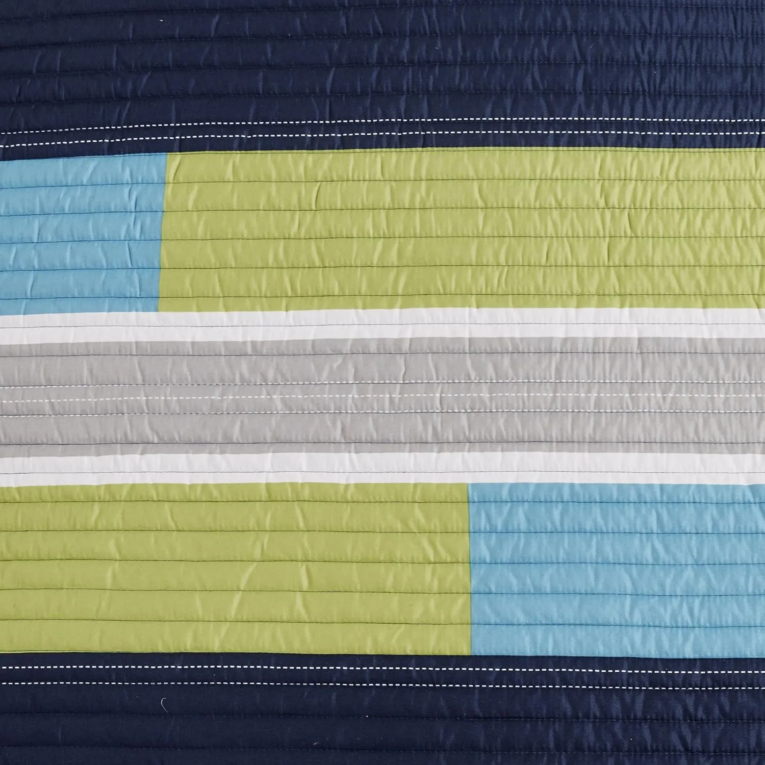 Comfort Spaces CS14-0861 2 Piece Quilt Coverlet Bedspread All Season Lightweight Hypoallergenic Pipeline Colorblock Kids Bedding Set, Twin/Twin XL, Pierre Navy/Blue Stripe
