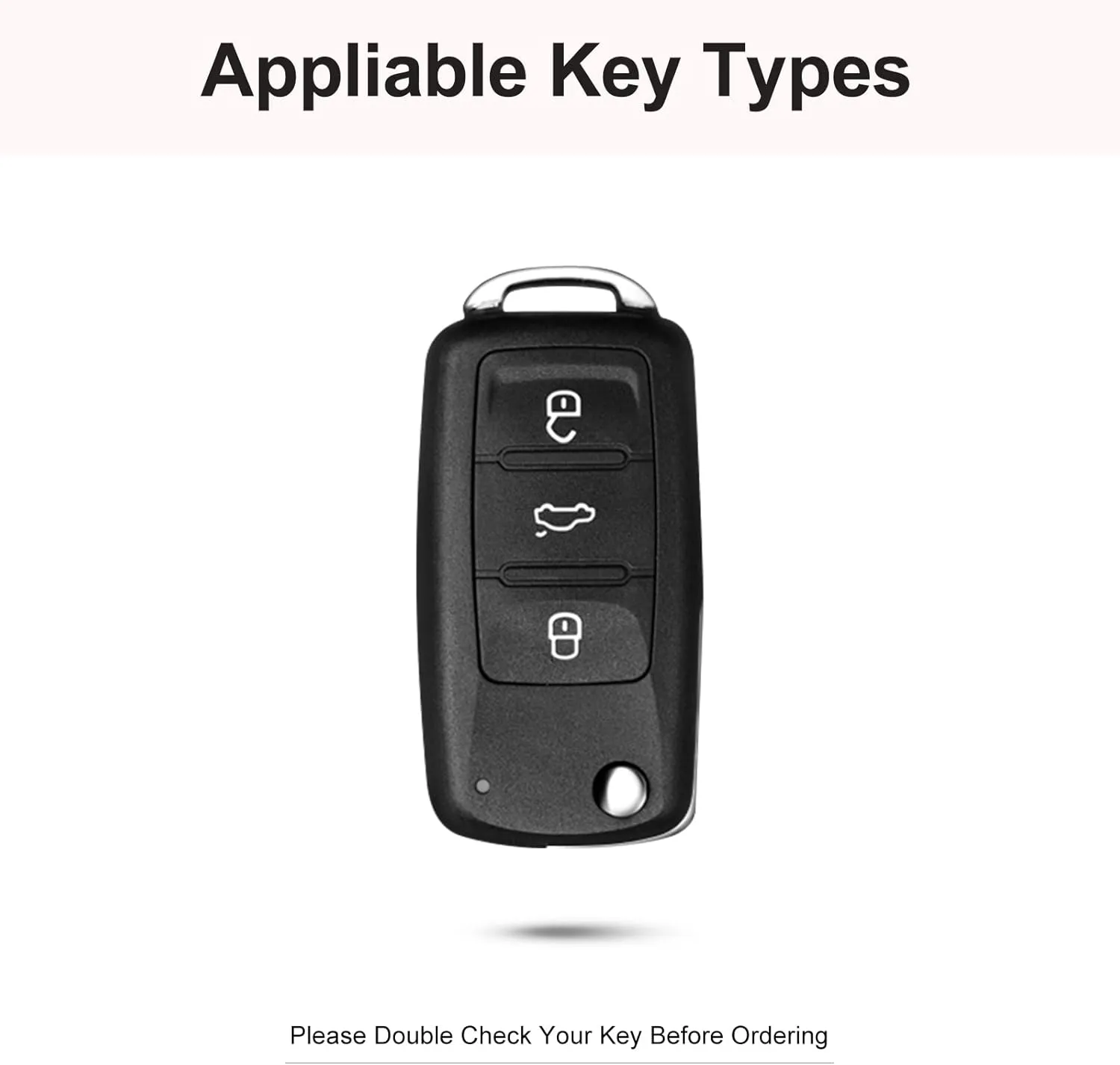 Compatible VW Volkswagen Key Fob Cover with Keychain, Genuine Leather Crystal Case Protector for VW Jetta Golf Polo MK6 Passat Tiguan Beetle Smart Key (Black)