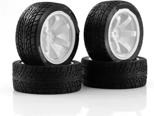 Compatible with HPI for KYOSHO XV02 XV01 TA06 TT01 PTG2 RS RC 1/10 RC for Rally for Racing Wheels Tires On Road Car Rubber Tyres 12mm Hex RC Wheel Tires