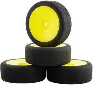 Compatible with HSP for HPI 12mm Hex RC for Racing Cars Accessories 4Pcs Foam Tire Wheel Rim Set 1/10 On-Road RC Car RC Wheel Tires(Yellow)