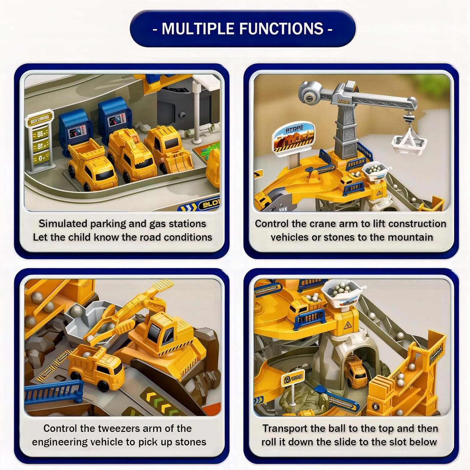 Construction Vehicle Toys Race Car Track for Kids Age 3-8 Train Set Best Birthday Gift with 4 Mini Engineering Cars
