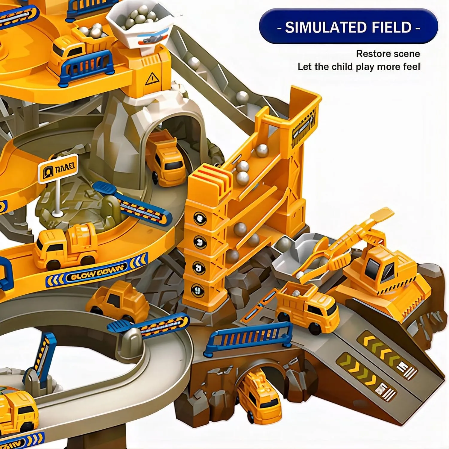 Construction Vehicle Toys Race Car Track for Kids Age 3-8 Train Set Best Birthday Gift with 4 Mini Engineering Cars