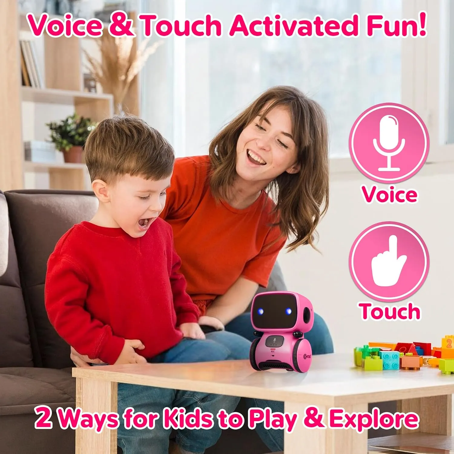 Contixo R1 Robot Toys for Kids - Smart Robots for Kids Voice Control Talking Dancing Learning Educational Toys for Boys Girls Toddlers Age 3-8 Years Old Birthday Gifts for Kid Pink