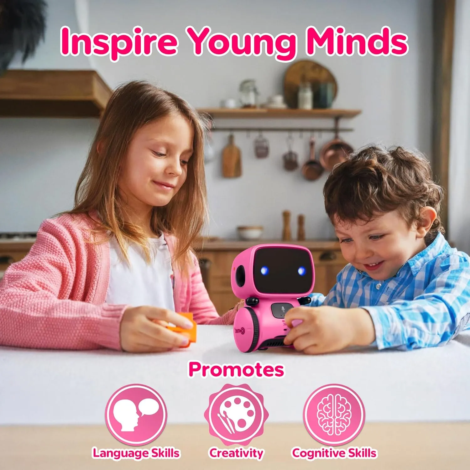 Contixo R1 Robot Toys for Kids - Smart Robots for Kids Voice Control Talking Dancing Learning Educational Toys for Boys Girls Toddlers Age 3-8 Years Old Birthday Gifts for Kid Pink