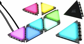 Corsair iCUE LC100 Case Accent Lighting Panels - Mini Triangle - 9X Tile Starter Kit (81 RGB LEDs with Light Diffusion, Simple Magnetic Attachment, iCUE Lighting Node PRO Included)