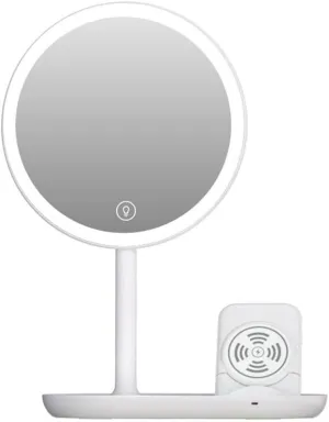 Cosmetic Mirror Desktop Led Makeup Mirror with Light, Smart Dimming, Make-up Beauty Mirror, Wireless Charging Desktop Vanity Mirror Make Up Mirrors (Color : B, Size : 23 * 17.3 * 33.5cm)