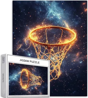 Cosmic Basketball Hoop 1000 Piece Jigsaw Puzzles for Adults Starry Sky Background Art Puzzle Colorful DIY Puzzles for Home Decoration Gifts Family Puzzle Perfect for Game Nights 20×27 Inches
