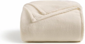 Cosy House Collection Everyday 1500 Series Fleece Blanket - Master Bedroom Essentials - All Season, Stays Fresh & Clean - Soft, Breathable & Skin-Friendly (King/Cal King, Cream)