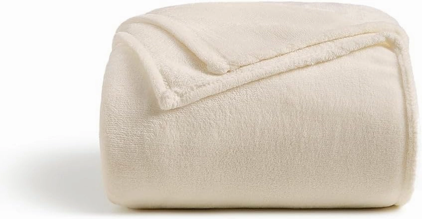 Cosy House Collection Everyday 1500 Series Fleece Blanket - Master Bedroom Essentials - All Season, Stays Fresh & Clean - Soft, Breathable & Skin-Friendly (King/Cal King, Cream)