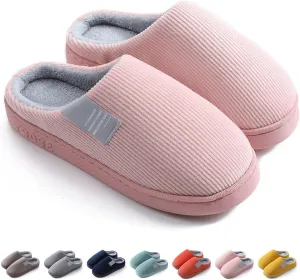 Cotton Slippers Women Men Plush Couples Home Slippers Fluffy Winter Warm Slippers Slip-On House Slippers Fuzzy Anti-Skid Indoor Outdoor Shoes Cozy Bedroom Slippers