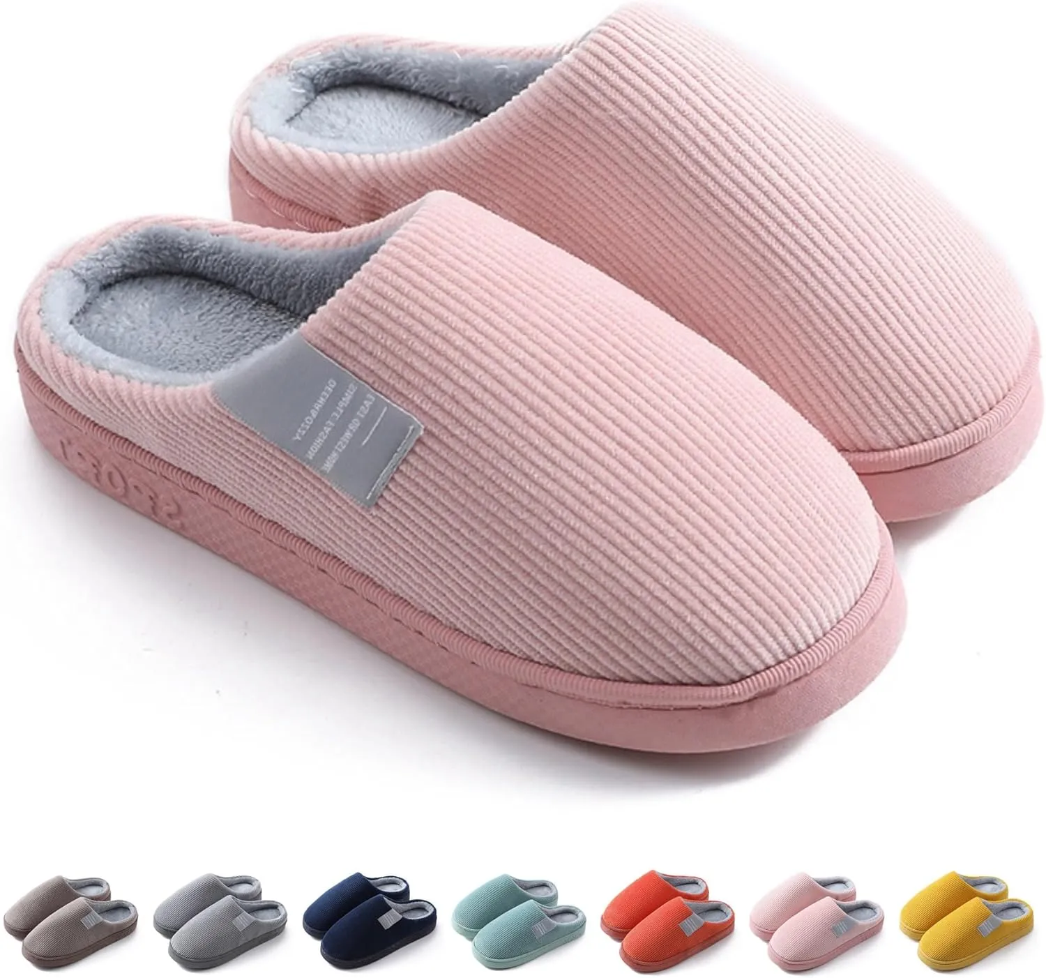 Cotton Slippers Women Men Plush Couples Home Slippers Fluffy Winter Warm Slippers Slip-On House Slippers Fuzzy Anti-Skid Indoor Outdoor Shoes Cozy Bedroom Slippers
