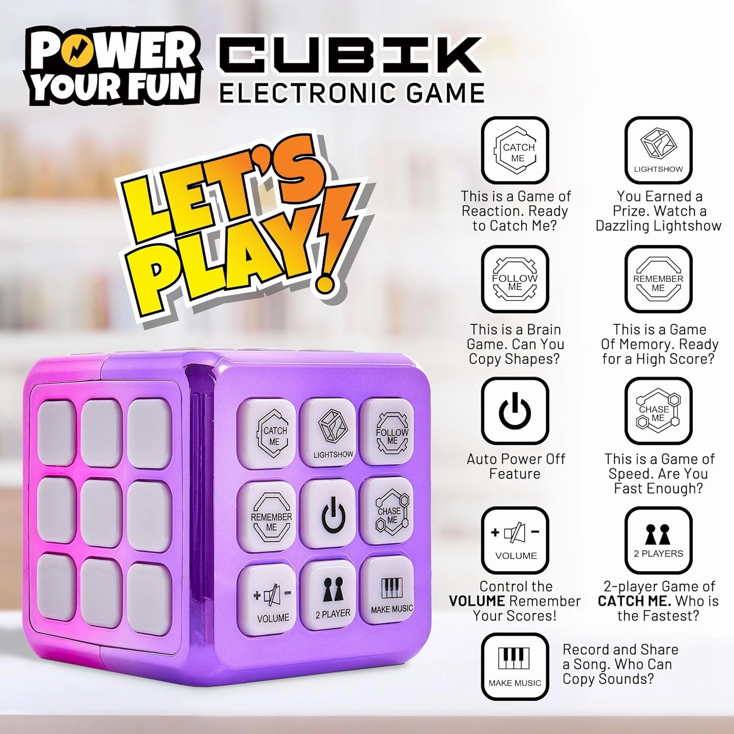 Cubik LED Metallic Toy - Pink/Purple