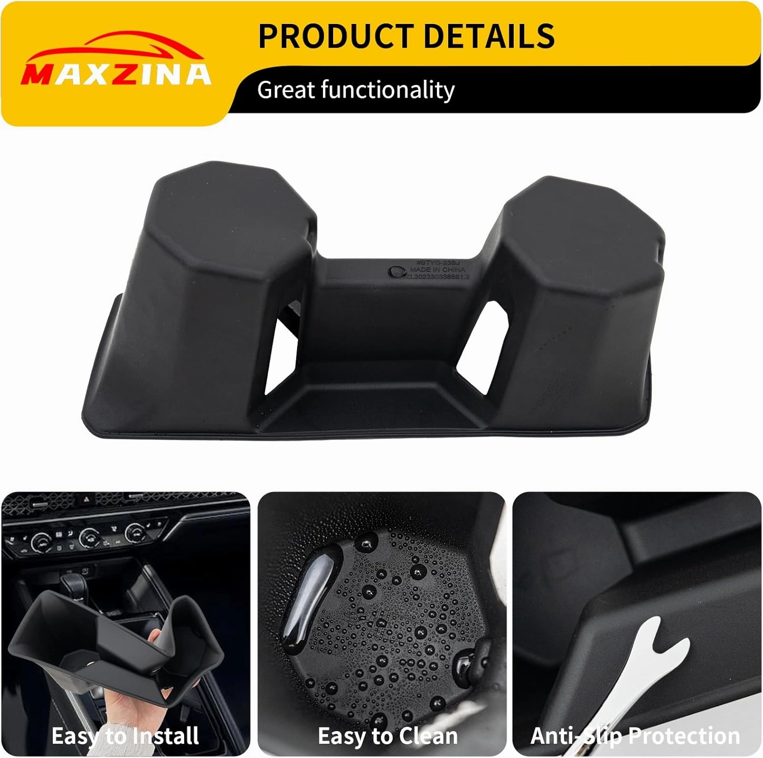 Cup Holder Compatible with 2023-2025 Honda Accord TPE Insert Center Console Cup Holder Soft Black Bottle Holder Interior Decoration for 2024 Accord Accessories