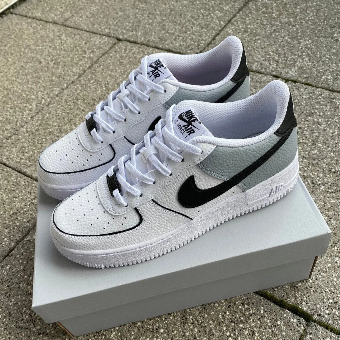 Custom Nike AIR Force 1 Sneaker - Grey & Black Details