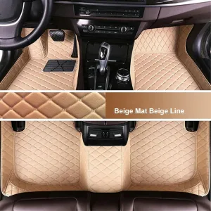 Custom Personalized Floor Mats for Cars - Luxury Full Coverage All Weather Mats, Anti-Slip Leather Mat Set, Fit for 99% of Cars, SUVs & Trucks (Beige, A-Diamond)