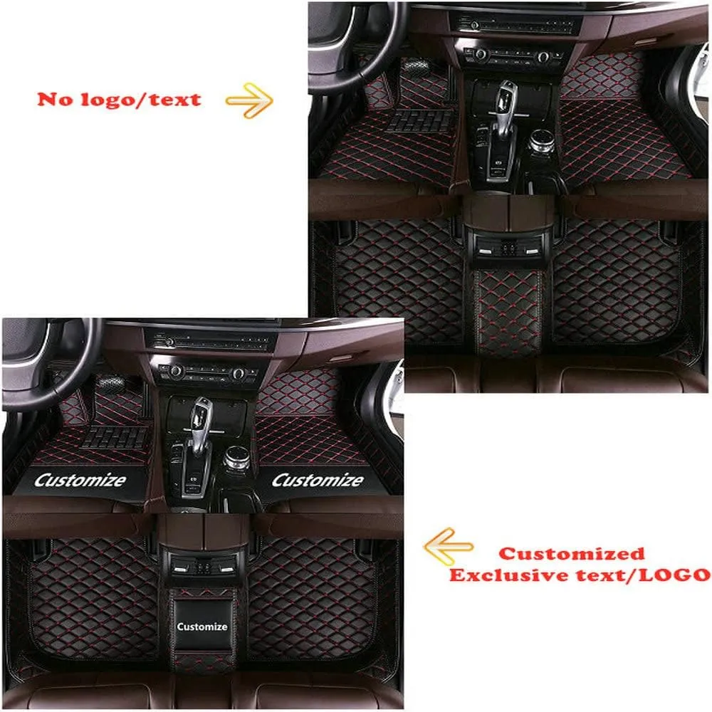 Custom Personalized Floor Mats for Cars - Luxury Full Coverage All Weather Mats, Anti-Slip Leather Mat Set, Fit for 99% of Cars, SUVs & Trucks (Beige, A-Diamond)