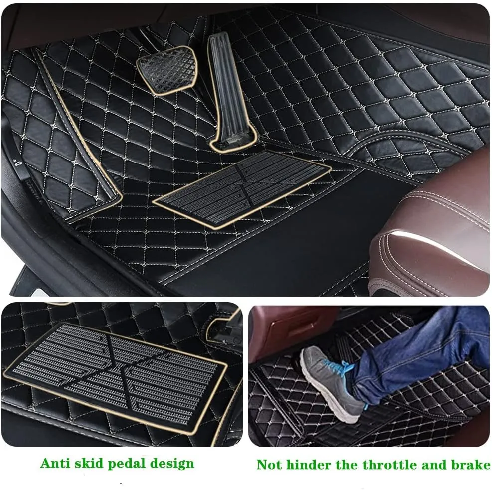 Custom Personalized Floor Mats for Cars - Luxury Full Coverage All Weather Mats, Anti-Slip Leather Mat Set, Fit for 99% of Cars, SUVs & Trucks (Beige, A-Diamond)