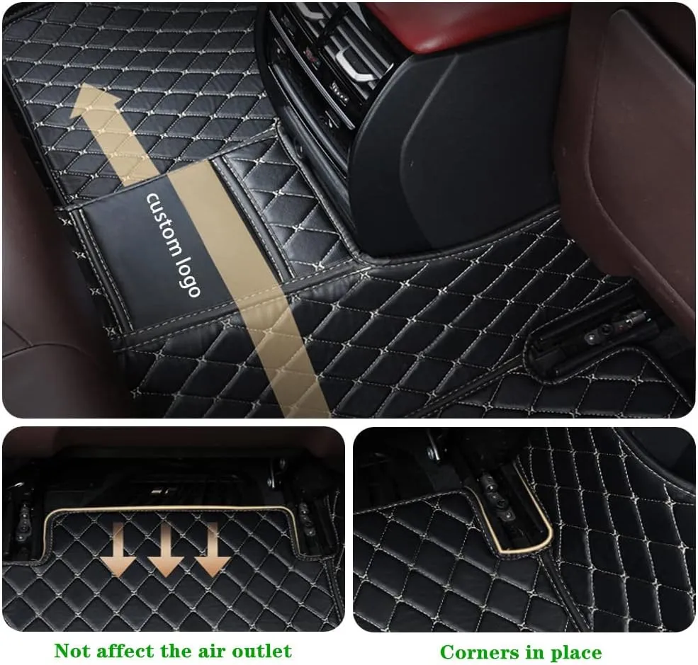 Custom Personalized Floor Mats for Cars - Luxury Full Coverage All Weather Mats, Anti-Slip Leather Mat Set, Fit for 99% of Cars, SUVs & Trucks (Beige, A-Diamond)