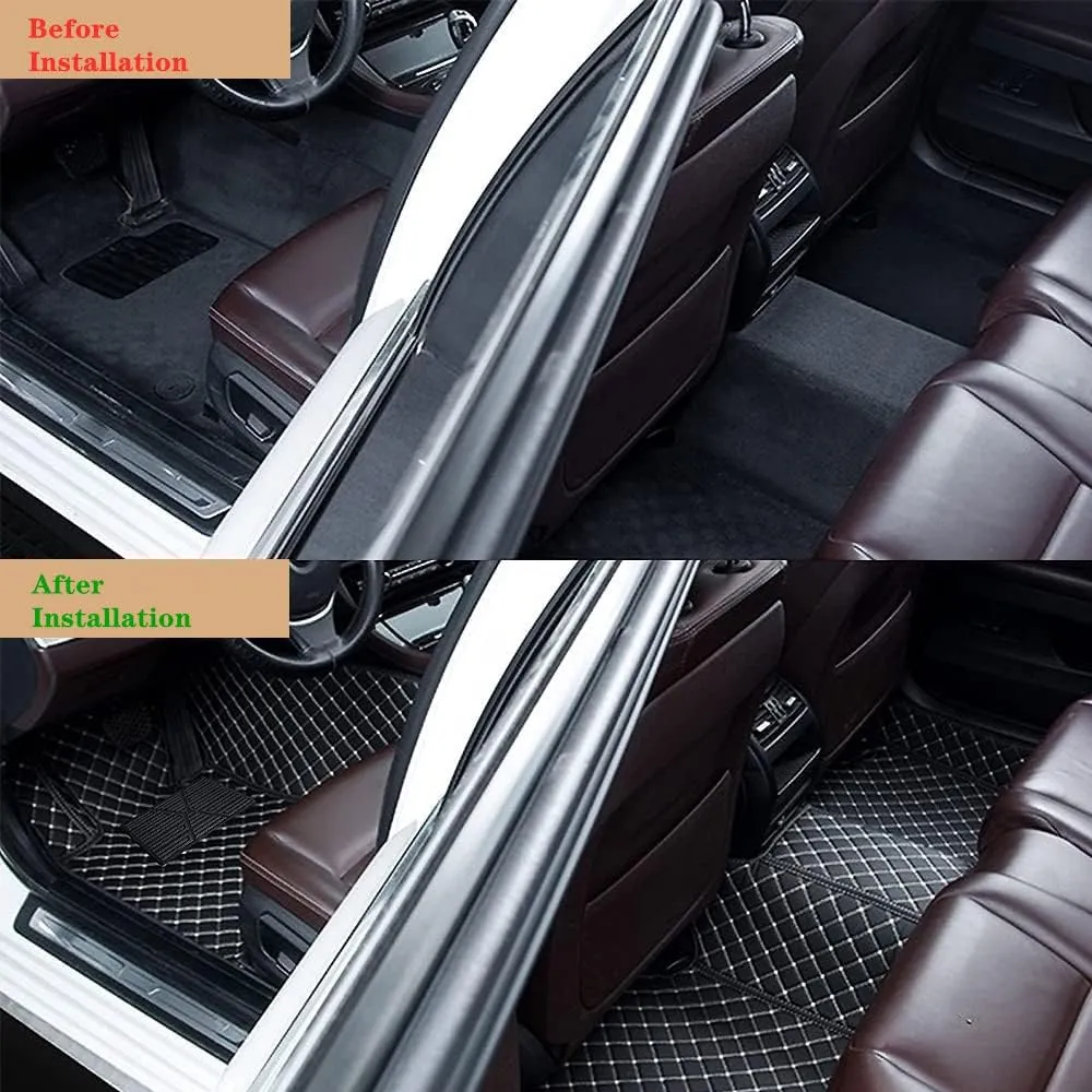 Custom Personalized Floor Mats for Cars - Luxury Full Coverage All Weather Mats, Anti-Slip Leather Mat Set, Fit for 99% of Cars, SUVs & Trucks (Beige&Black Beige, C-Double Color)