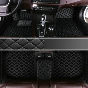 Custom Personalized Floor Mats for Cars - Luxury Full Coverage All Weather Mats, Anti-Slip Leather Mat Set, Fit for 99% of Cars, SUVs & Trucks (Black, A-Diamond)