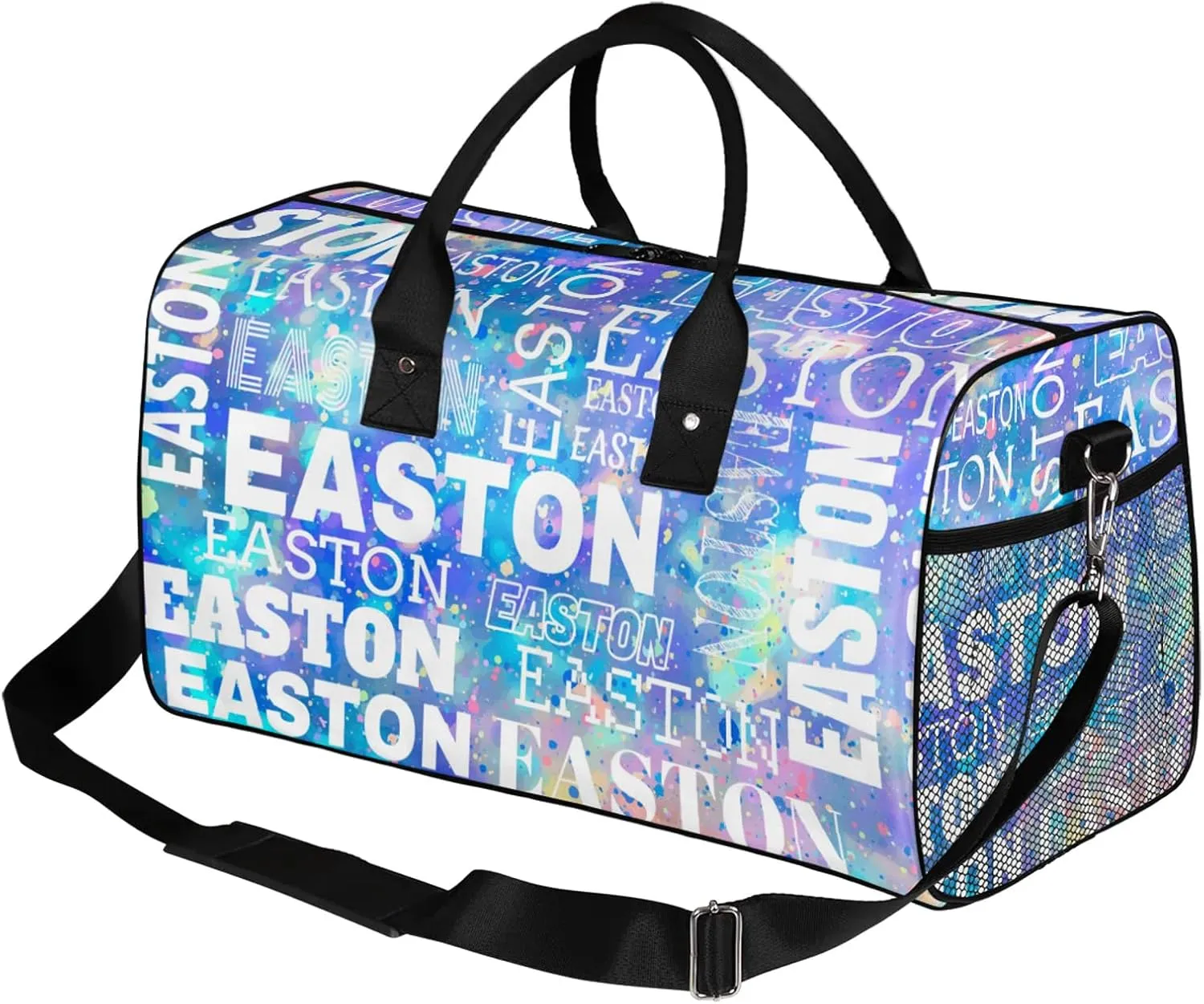 Custom Sport Gym Duffel Bag with Name Personalized Travel Overnight Bag Waterproof Customized Dance Bag Carry-On Tote 17.4in, Colorful Glitter