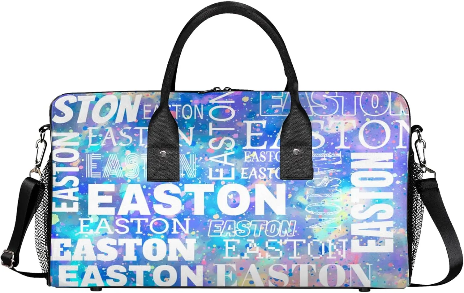 Custom Sport Gym Duffel Bag with Name Personalized Travel Overnight Bag Waterproof Customized Dance Bag Carry-On Tote 17.4in, Colorful Glitter