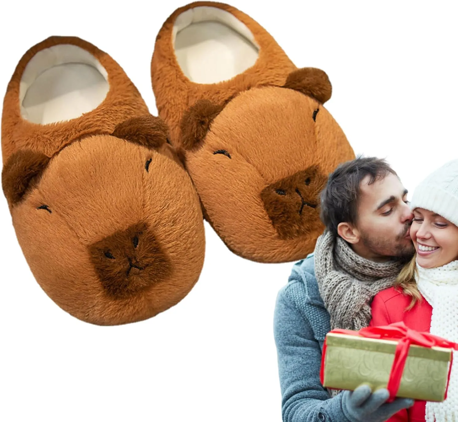 Cute Capybara Plush Slippers - Non Slip, Fuzzy, Funny - Winter Indoor Bedroom Shoes