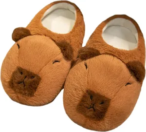 Cute Capybara Plush Slippers - Non Slip, Fuzzy, Funny - Winter Indoor Bedroom Shoes