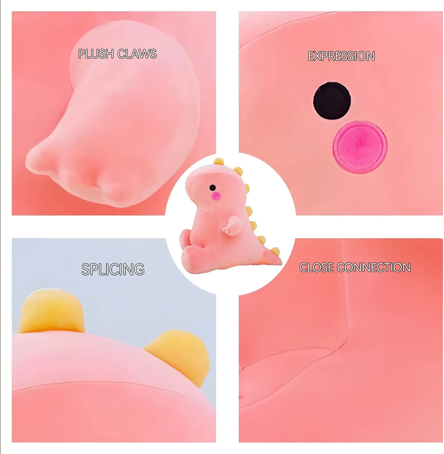 Cute Dinosaur Plush Toys, Fat Dinosaur Stuffed Animals Toys Dolls, Dinosaur Plush Toy Soft Stuffed Animal Dino Plushies Doll Cute Birthday Gifts for Kids Girls Boys (Pink,19in)