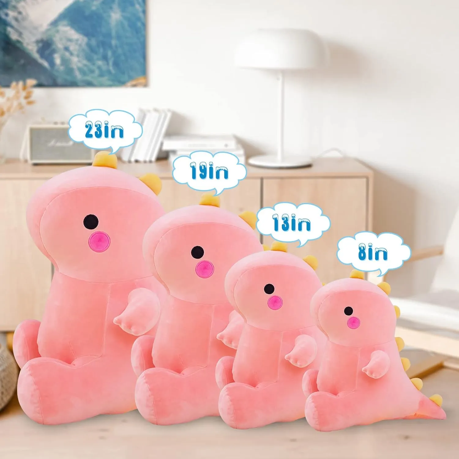 Cute Dinosaur Plush Toys, Fat Dinosaur Stuffed Animals Toys Dolls, Dinosaur Plush Toy Soft Stuffed Animal Dino Plushies Doll Cute Birthday Gifts for Kids Girls Boys (Pink,19in)