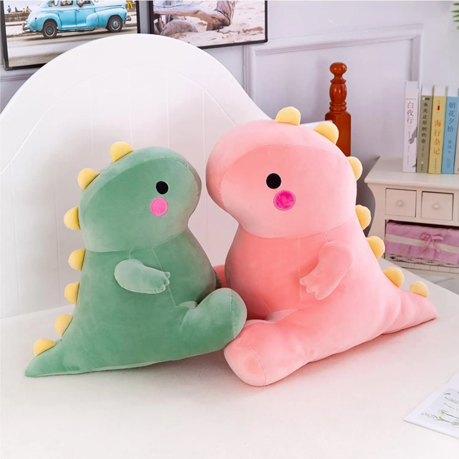 Cute Dinosaur Plush Toys, Fat Dinosaur Stuffed Animals Toys Dolls, Dinosaur Plush Toy Soft Stuffed Animal Dino Plushies Doll Cute Birthday Gifts for Kids Girls Boys (Pink,19in)